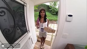 VRB Trans: Skinny Brazilian Trans Courier Gets Anal With Client'_s Huge Cock pt.1