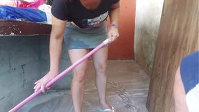 my wife went out and the hot short maid took my dick and put it inside her in the house area