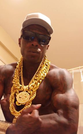 Jeremiah Stroking His Big Black Hairy Cock Cumming Watching You