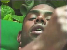 Black dude masturbates his big cock