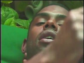 Black dude masturbates his big cock
