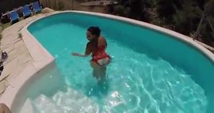 Huge tits ass pawg fucked at pool