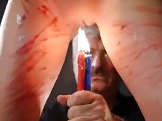 Bound slut got her pussy tortured with candle wax BDSM