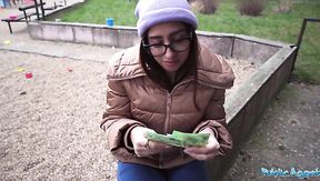 Shy Nerdy Brunette Girl Agrees To Show the Public Agent Her Blowjob And Fuck Skills For Money