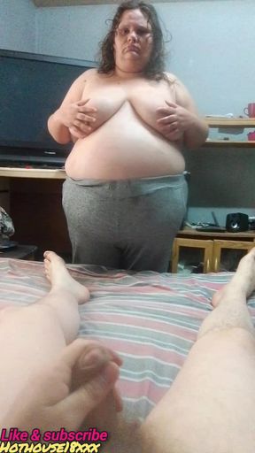 Step mom Fingering fat pussy on Bed , shows her curves, dirty soles , feet &amp; he Doggystyle her pussy &amp; cum on her big belly