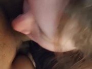 White woman deep throats trans BBC