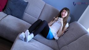 Foot Fetish Teasing with Long Nails on Long Toes