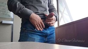 Hot Latino Jerks His Cock In His Bosss Office Until He