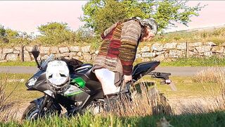 Chilling with a Faux-cock on my Bike Rail