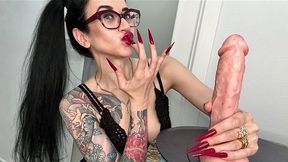 New RED Long sharp nails, claws and handjobs