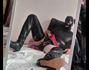 Latex Sissy Melts His Brain in Chastity