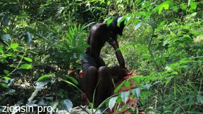 African lovers in bush fucking