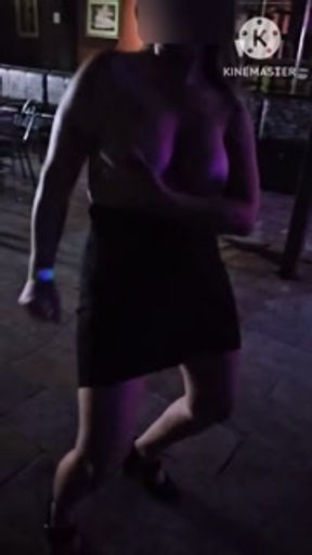 Cuckold lets hotwife do top less at the bar