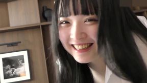 18-year-old japanese black-haired beauty. short, beautiful, white skin. blowjob and shaved pussy creampie sex. uncensored