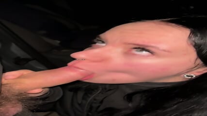 Sexy petite brunette sucks dick outdoors 2