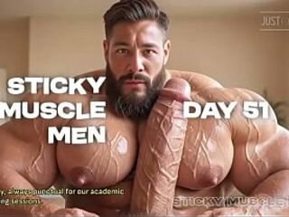 Sticky Muscle Chaps Day 51 Preview, AI-Generated Muscle Boys, Large Rods, Large Cum Loads