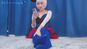 Japanese Ignoring Cosplay JOI Blue Tights Soles
