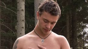 Horny sexy gay couple fucking in the forest in various