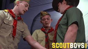 ScoutBoys DILF scoutmaster tempts and barebacks 2 scouts