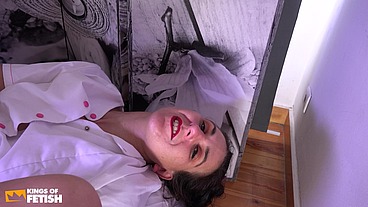 Tattooed nurse squirts while old doctor fists and screw her asshole