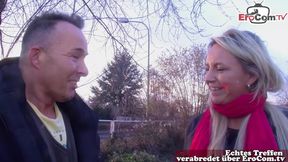 German blonde housewife approached on the street for sex