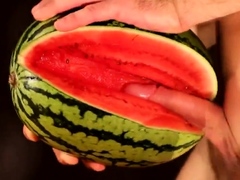 water melon cum - fucking a melon and cumming