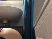 Enjoying my dildo in the bathroom