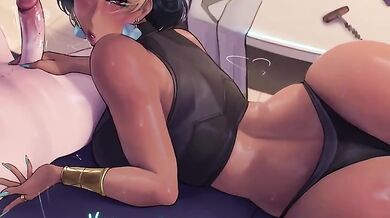 Galactic cum choking on an Overwatch big white cock want to be fucked again