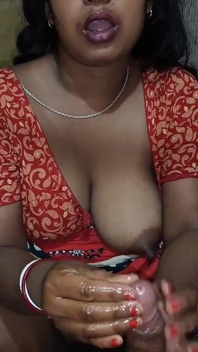 Indian Hot Bhabhi Handjob with Sexy Blouse