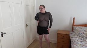 sexy wife in tight shorts and transparent top
