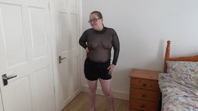 sexy wife in tight shorts and transparent top