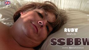 SSBBW Ruby plays in bed with her huge saggy tits & massive snatch!