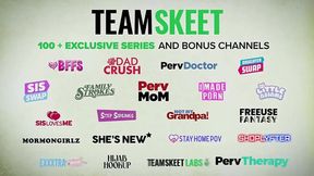 Sexy blonde flirts with a shy professor