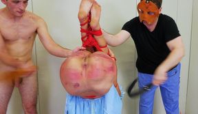 Extreme painal pendulum bdsm butt fucking copulation in bdsm saloon