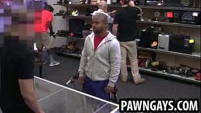 Ebony hunk tries to sell a bike at the pawn shop