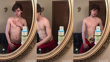 Sexy Twink Niko Springs Shaves His Hot Body and Shows Off His Big Cock