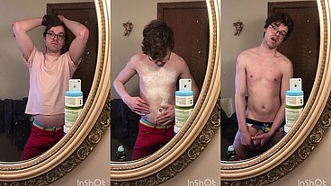 Sexy Twink Niko Springs Shaves His Hot Body and Shows Off His Big Cock