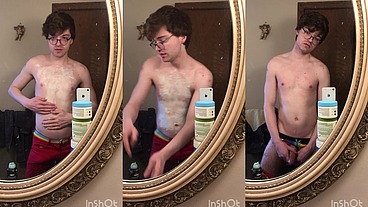 Sexy Twink Niko Springs Shaves His Hot Body and Shows Off His Big Cock