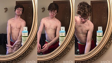 Sexy Twink Niko Springs Shaves His Hot Body and Shows Off His Big Cock