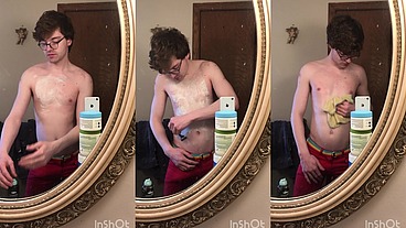Sexy Twink Niko Springs Shaves His Hot Body and Shows Off His Big Cock