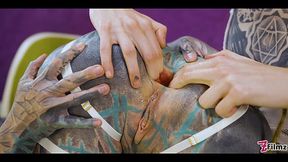 Tatted TEENS Ramming Huge Toys Into Each Other�s Holes