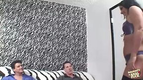 Deepthroating thick dicks made the dark brunette crave ass&#x1F351;-sex and intense double penetration