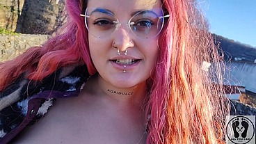 OUTDOOR PUBLIC BJ CUM IN MOUTH BOOBS BOUNCING IN A CASTLE