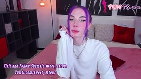 purple haired skinny Russian teen trans cutie in fishnet stockings camshows solo