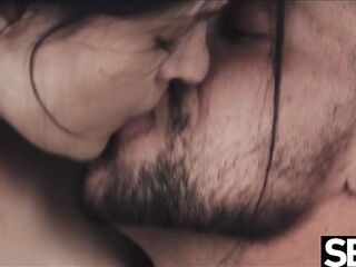 Cute gal rides her studly lover to an intensive creampie climax