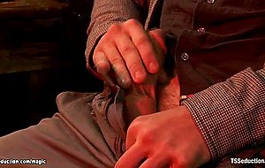 Kinky couple take big cock from TS
