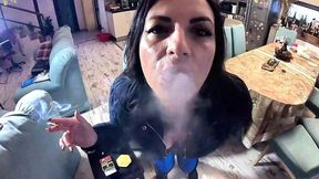 smoking blowjob cameltoe tease double cum on downjacket