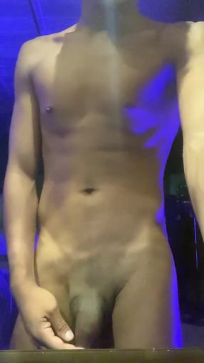 Lean Black Dude Play with His Huge Cock and Show off His Ass