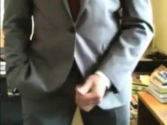 He shows us his new suits and he like to jerk off