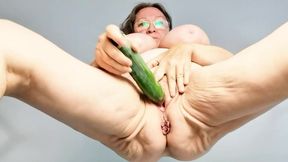 Horny Granny Masturbate By Cucumber